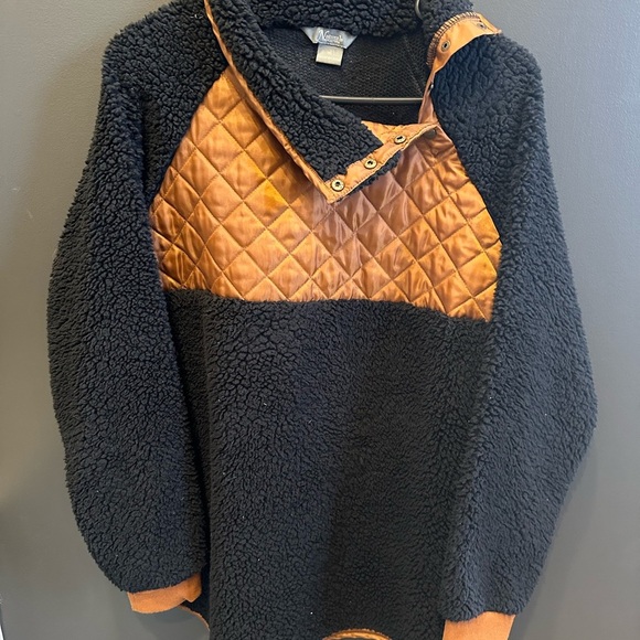 Cozy Black and Brown Quilted Pullover | Natural Reflections | XL - Picture 8 of 8
